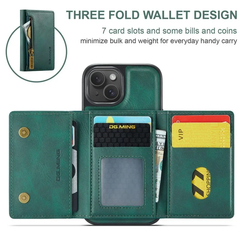 DG.MING M5 Series Magnetic 2-in-1 Wallet Leather Phone Case For iPhone 13 ProMax